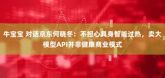 牛宝宝 对话京东何晓冬：不担心具身智能过热，卖大模型API并非健康商业模式