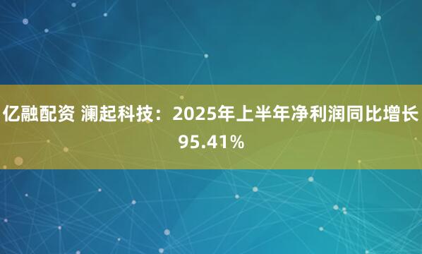 亿融配资 澜起科技：2025年上半年净利润同比增长95.41%