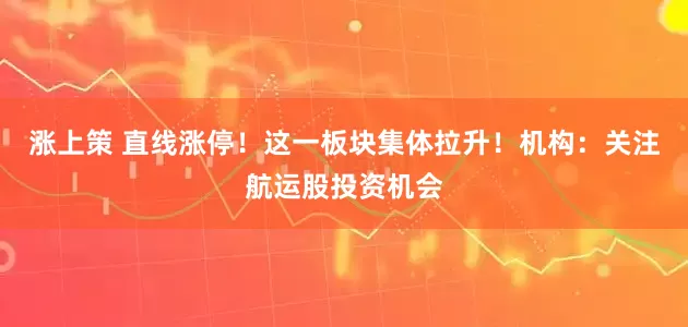 涨上策 直线涨停！这一板块集体拉升！机构：关注航运股投资机会