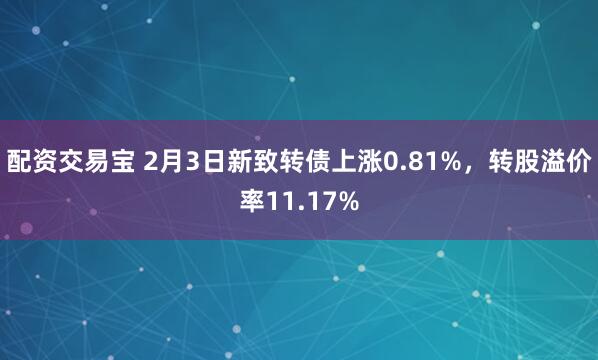 配资交易宝 2月3日新致转债上涨0.81%，转股溢价率11.17%